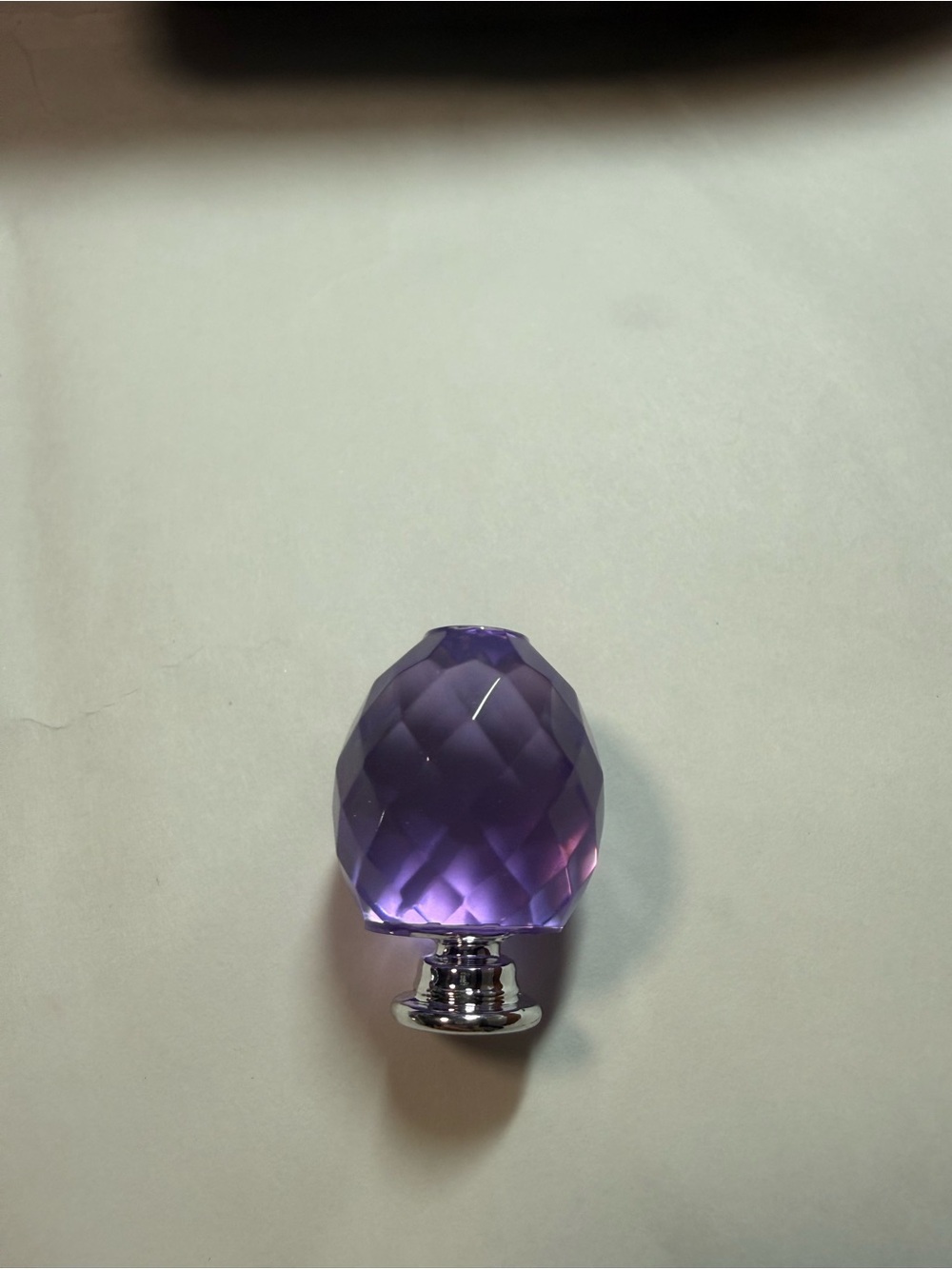 Faceted Lavender Crystal-like Resin Cabinet Knob with Silver Base (pk of 3)